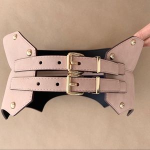 BCBG Wide Faux Suede Leather Corset Belt